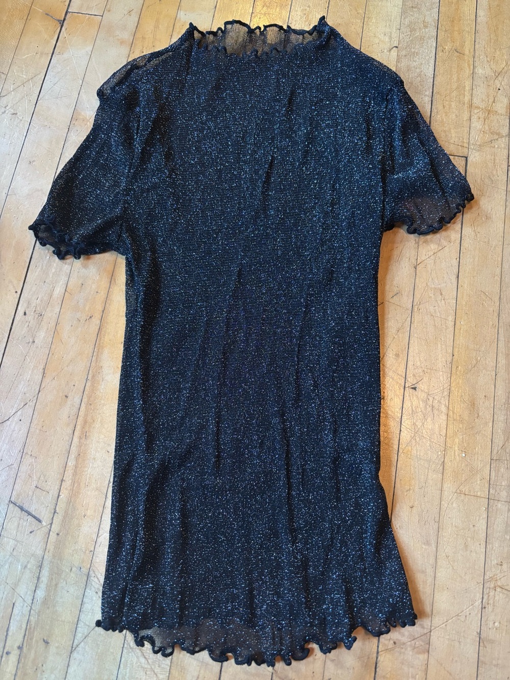 Women's Sparkle Black Short Sleeve Top